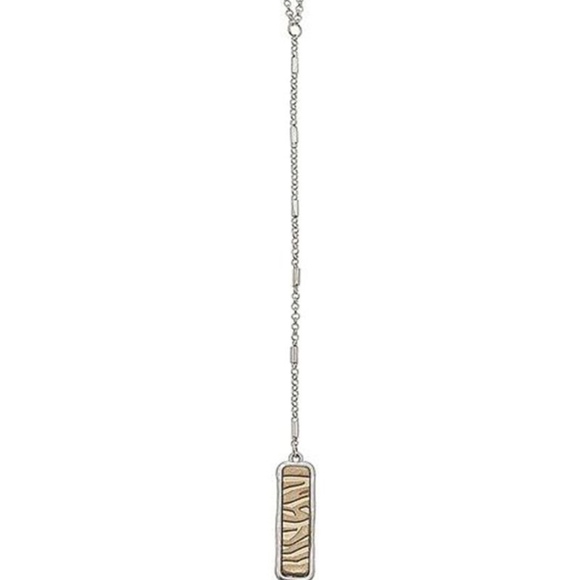2 /$10- WORN TWO-TONE ANIMAL PRINT BAR Y NECKLACE - Picture 1 of 2